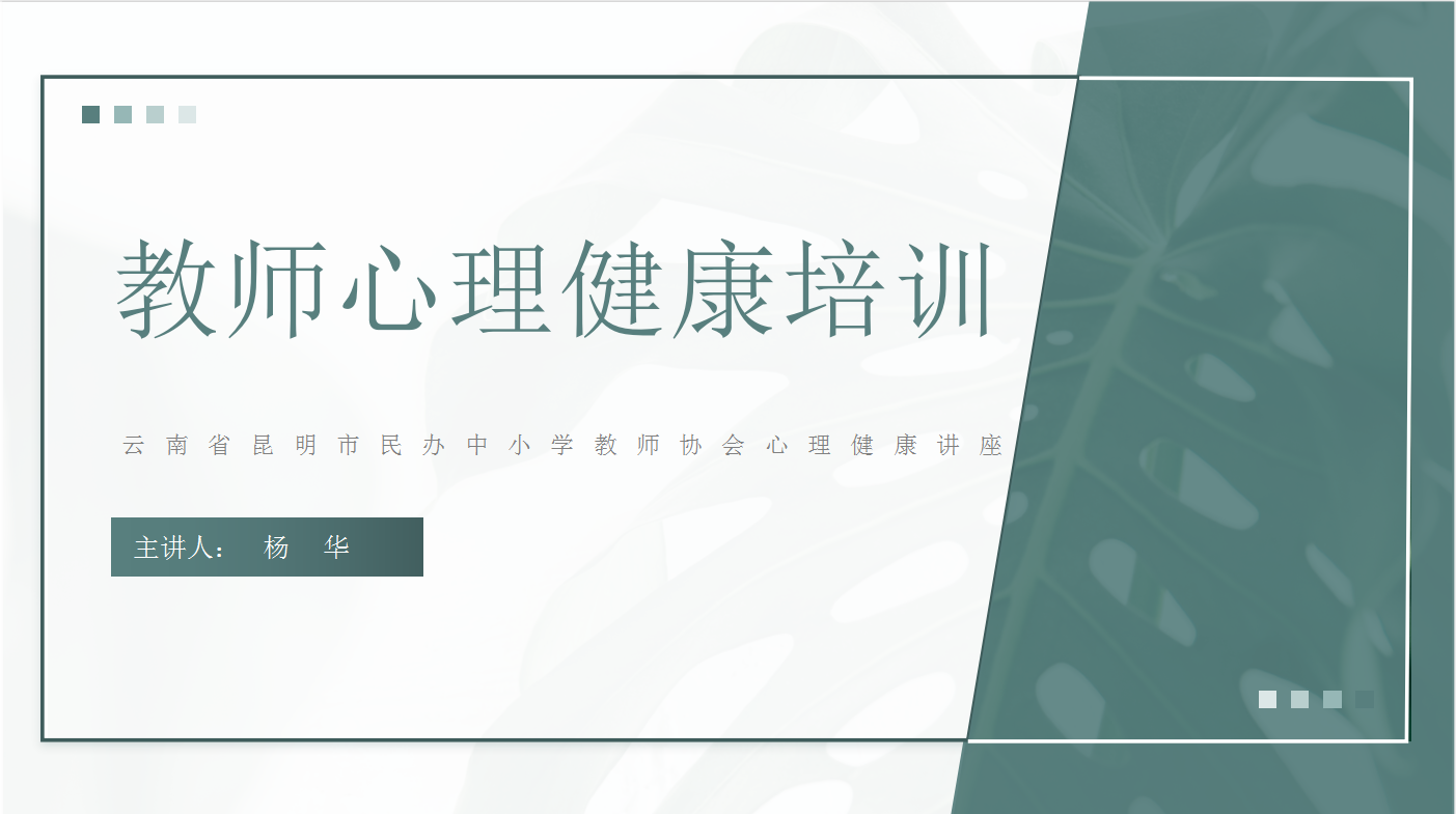 教师心理健康培训-云南省昆明市民办中小学教师协会心理健康讲座